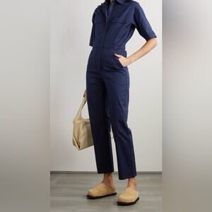Rivet Utility Dynamo stretch organic cotton jumpsuit powerhouse navy blue NWOT